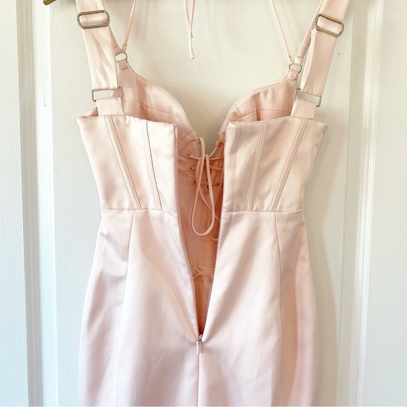 HOUSE OF CB Marsha Ballet Pink Satin Corset Bodycon Mini Dress XS - Picture 11 of 15